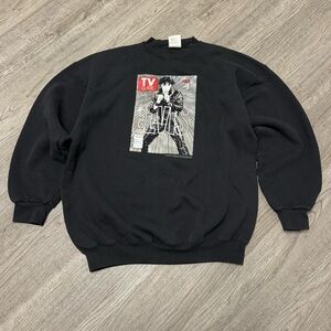 Elvis Presley TV Guide Cover Graphic Crewneck Sweatshirt Black XL Tultex Vintage